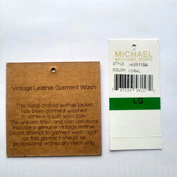 NWT MICHAEL KORS Lambskin Leather Coral Pink Comfy Motorcycle Jacket Size L - Picture 12 of 12